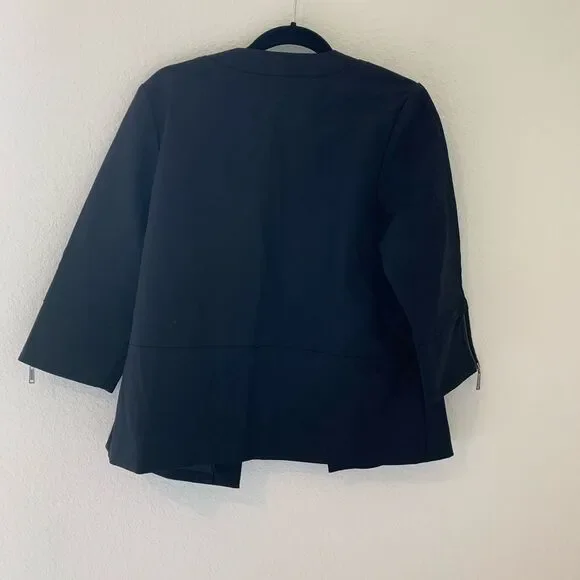 New $388 Misook Black Zipper blazer Jacket Small S - Picture 4 of 6
